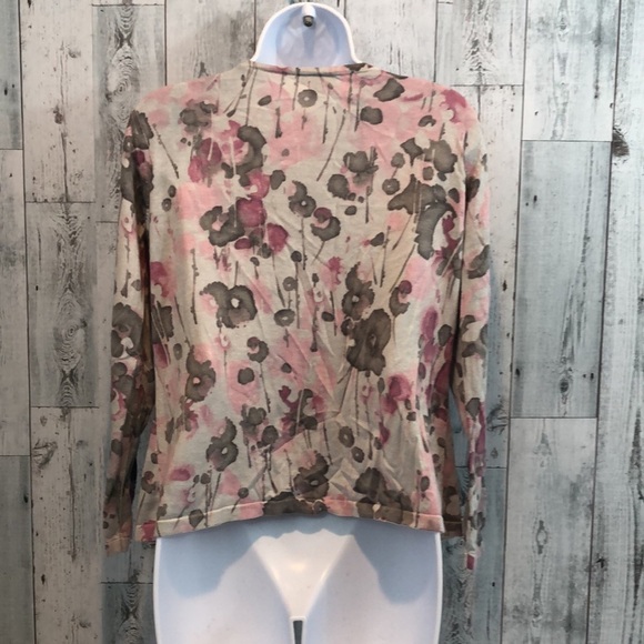 J.Jill Silk Cashmere Silk Blend Floral Cardigan Medium Petite - Picture 2 of 8